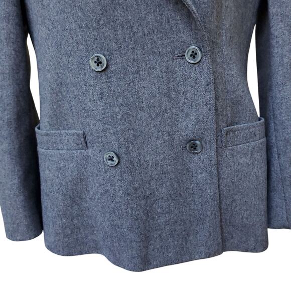 Vintage Jaeger Gray Wool Double Breasted Blazer Jacket Lined Academia Sz 12 - Picture 4 of 16